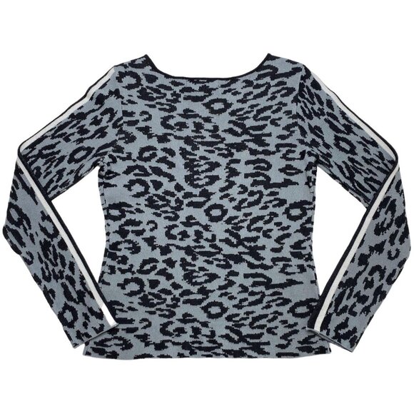 Fever Sweater Top Women's‎ SMALL Gray Black Leopard Cutout Long-Sleeve Soft NEW - Picture 7 of 12